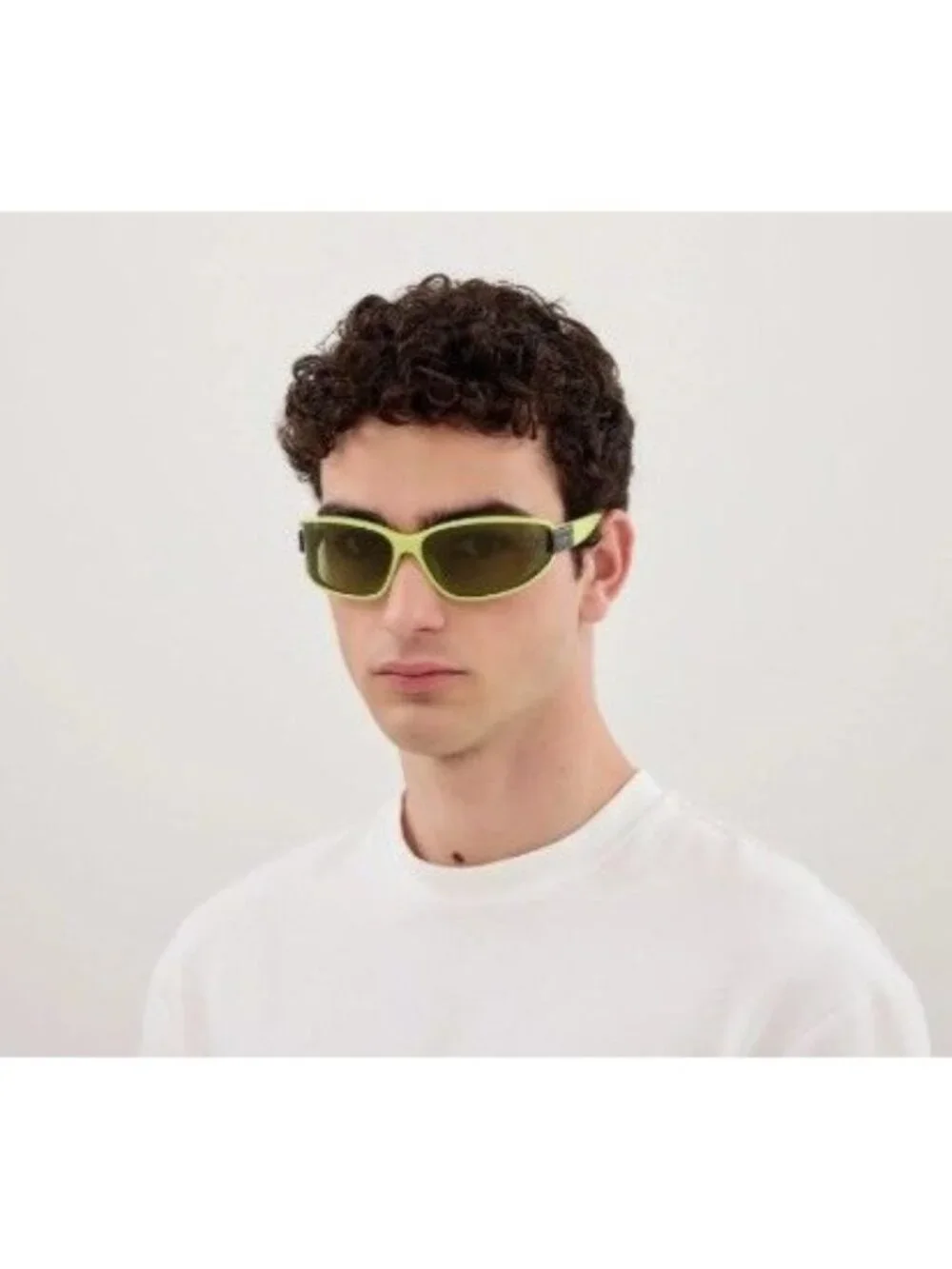 Gucci GG2011S 002 Sunglasses Acid Green Geometric Frame, Green Lenses